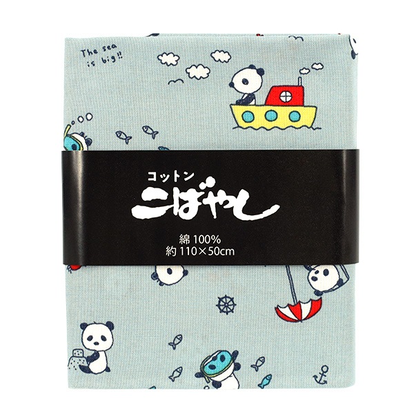 生地 『シーチング 寝ぐせパンダの海水浴 カットクロス 約110×50cm