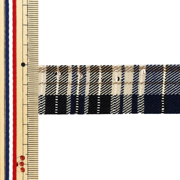 リボン 『ラインストーン付チェックリボン 2025 約幅25mm×長さ2m