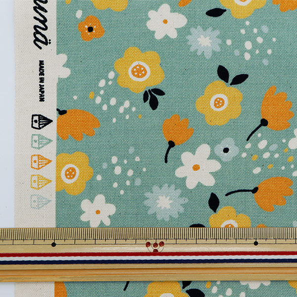 数量5から】 生地 『NINA オックス 花柄 ブルー 142-1356-A3』 生地,柄