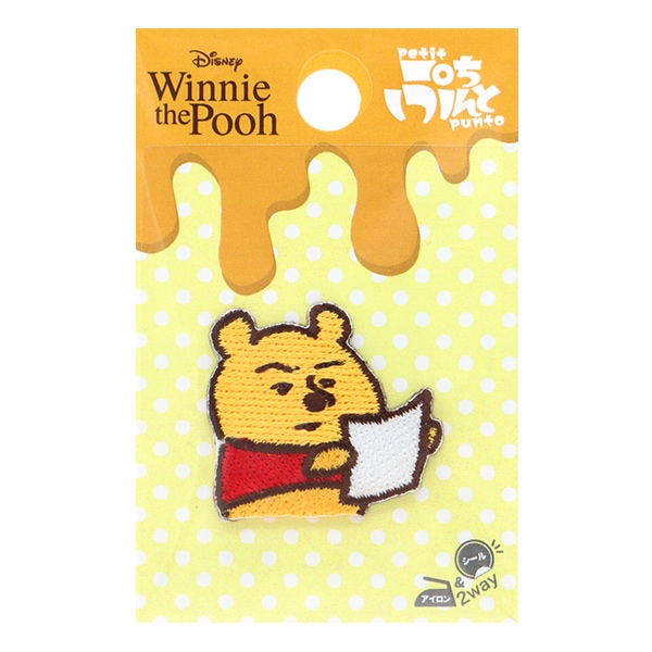 プーさんのまつげ ワッペン 『カナヘイ画 くまのプーさん はちみつ GW-1109-1A』 KOKKA