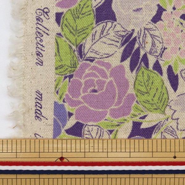 希少♡ふりふ ウールダッフルコート 花柄 和柄 桜 紫陽花 即完売注意 現品限り】【数量5から】 生地 『綿麻キャンバス モダンフラワー柄 紫