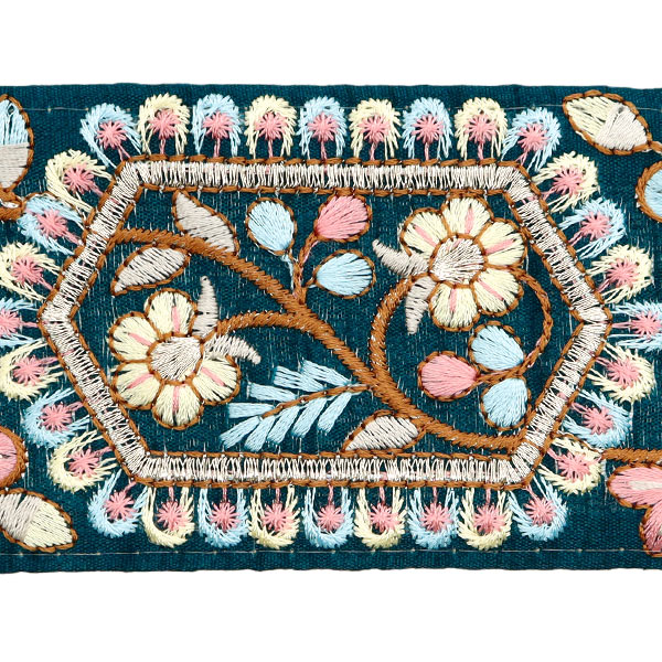 数量5から】 手芸ブレード 『2024 インド刺繍ブレード グリーン×ブルー