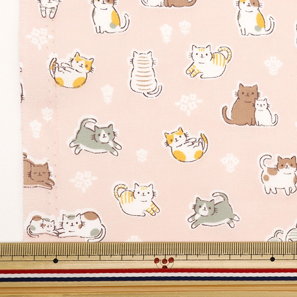 数量5から】 生地 『スケア ねこ ピンク AP4680-1B』 生地,柄から探す