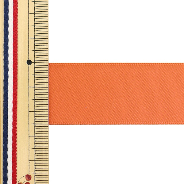 リボン 『ポリエステル両面サテンリボン オレンジ 25mm×3m』 服飾