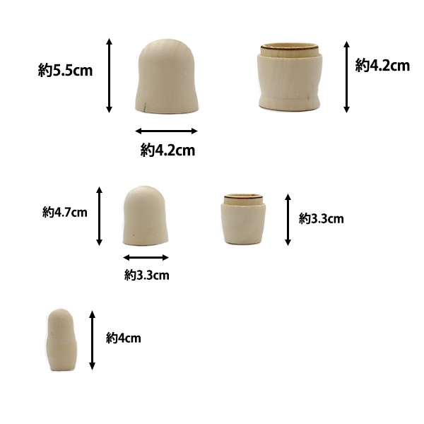 トールペイント土台 『マトリョーシカ 3個組 LALA-0010』 工芸,トール