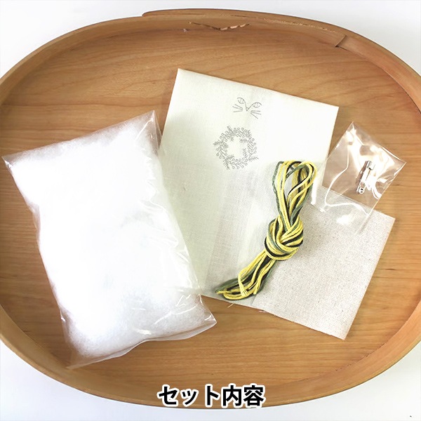 刺しゅうキット 『nekogao 刺繍ブローチ ミモザのリース PHC-130-1