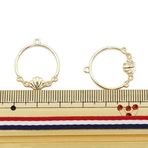 レジンパーツ 『レジン枠 シェル ゴールド 2個入り』 ビーズ,レジン