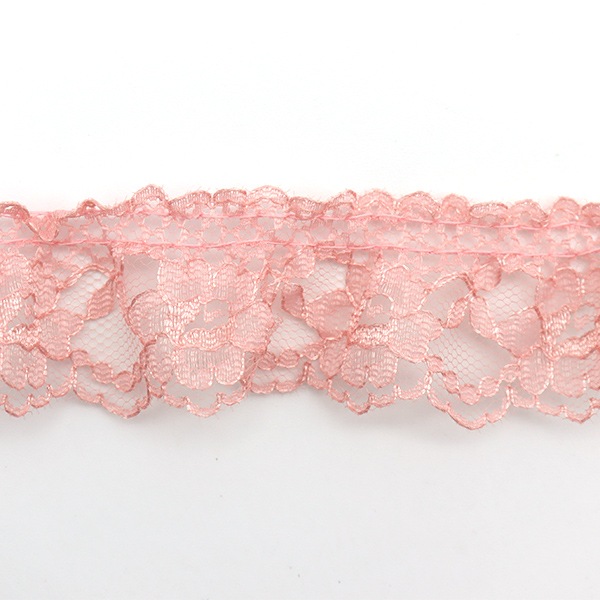 ふわふわピンクフリルレース フリルレース ピンク×オーロラ 切り売り1m 単位 : みつばやYMショップ