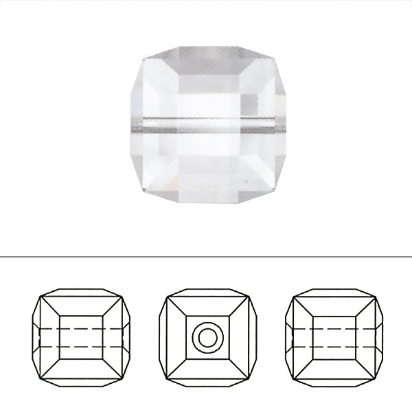 スワロフスキー 『#5601 Cube Bead シャム 4mm 4粒』 ビーズ 