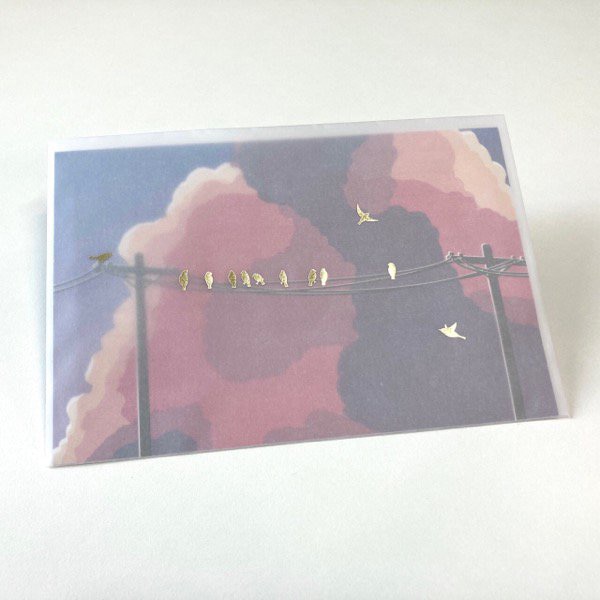 文具 『封筒が透ける景色のレター 夕焼けと鳥 TL062』 包む TSUTSUMU