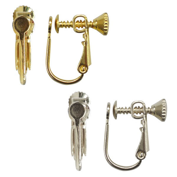 手芸金具 『ネジバネ丸皿イヤリング4mm 金色』 ビーズ,金具・留め具