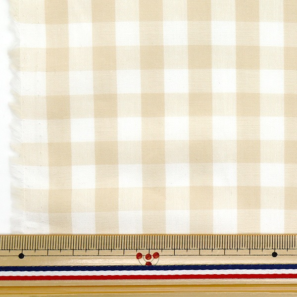 数量5から】 生地 『50コーマギンガム 大 ベージュ 5300-302』 生地