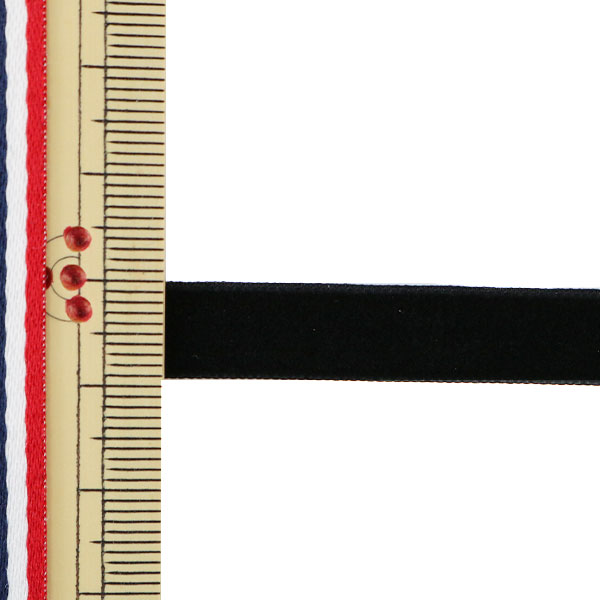 リボン 『1反売り ベルベットリボン 9mm幅×約5m巻 030番色 (黒