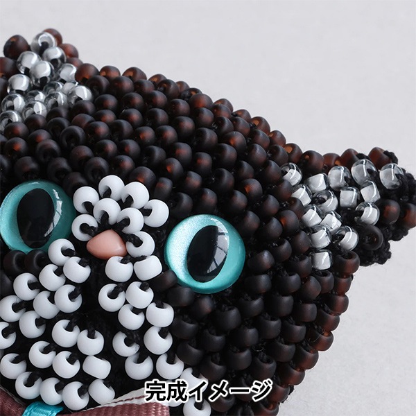 ビーズキット 『猫ブローチキット ブサカワ クロハチワレ BFK670