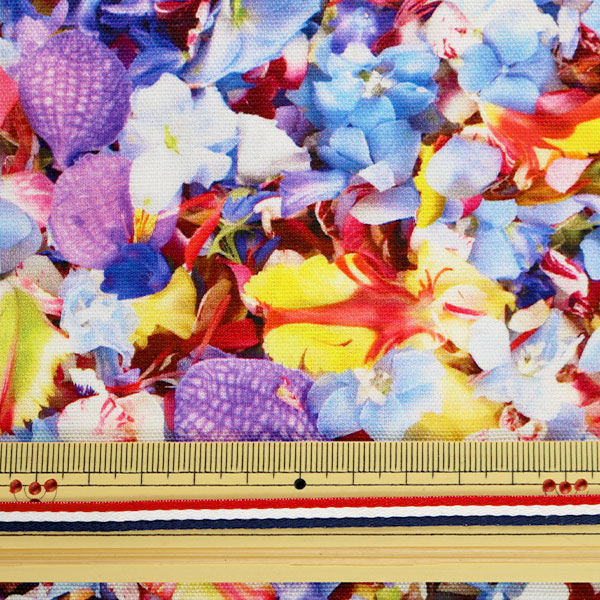 数量5から】 生地 『20オックス Plantica 花柄 ブル―』 生地・布,素材