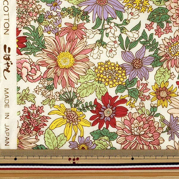 数量5から】 生地 『ナイロンタスラン 中花柄 ピンク KTS7143-A