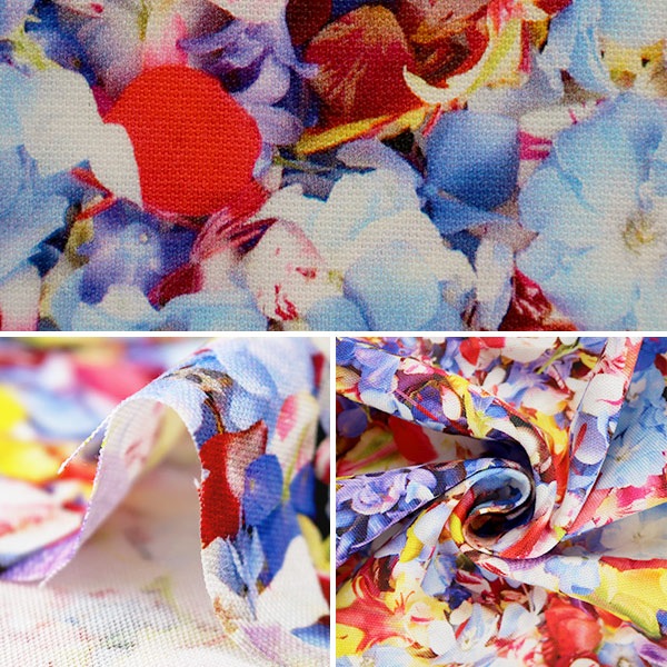 数量5から】 生地 『20オックス Plantica 花柄 ブル―』 生地・布,素材