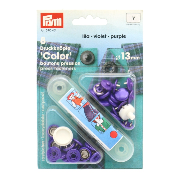ボタン 『打ち付け金属スナップ 1.3cm パープル 390431』 Prym