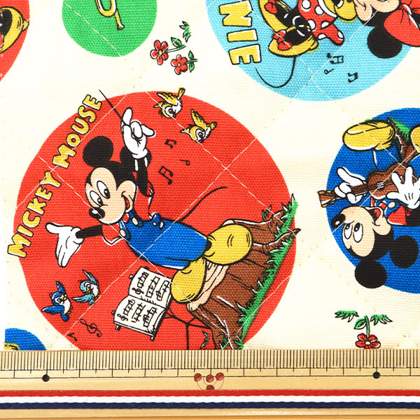 数量5から】 生地 『オックスキルト ミッキー&ミニー レトロ柄 GRQ