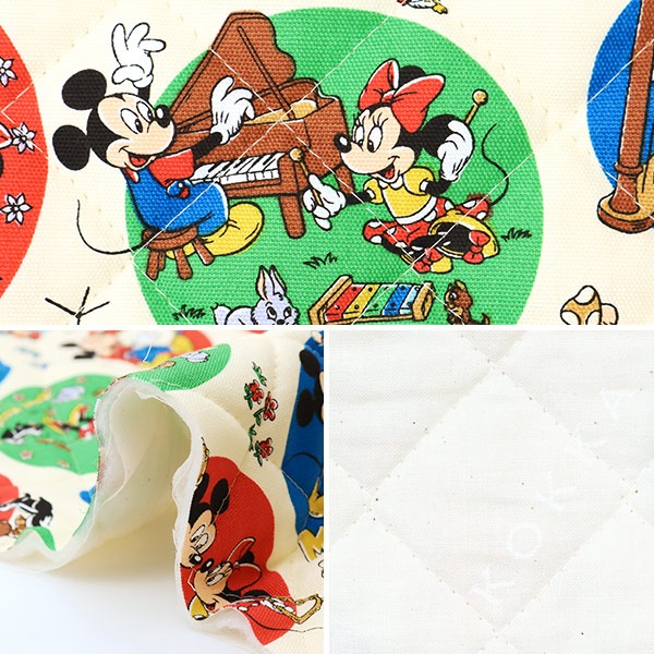 数量5から】 生地 『オックスキルト ミッキー&ミニー レトロ柄 GRQ