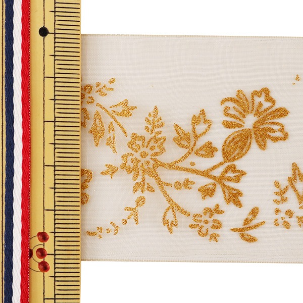 数量5から】 リボン 『プリントオーガンジーリボン 15番色 4561-15