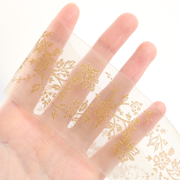 数量5から】 リボン 『プリントオーガンジーリボン 15番色 4561-15