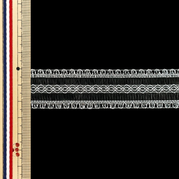 数量5から】 リボン 『デイジーレース 45番色 シルバー 幅約25mm 36700