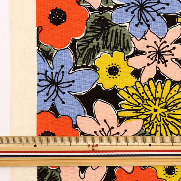 数量5から】 生地 『う早この布 10番キャンバス HANA柄 UP5838-C