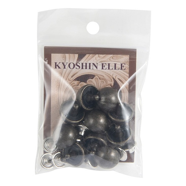 レザー金具 『底鋲 カシメ式 1.4cm アンティック 10個入り 75539-04