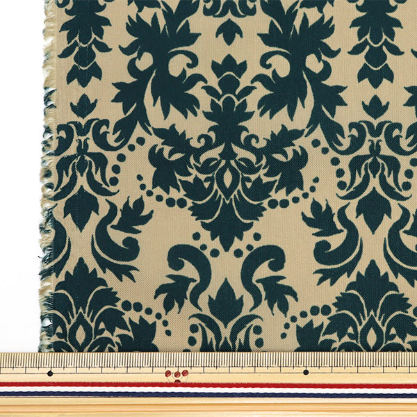 数量5から】 生地 『ナイロンオックスプリント ダマスク ベージュ