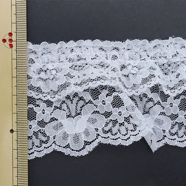【6月まで】MARBLE ボリュームレースフリルケープ 白 ◇受注商品◇ボリュームレースフリルロング夏ケープ：白レース
