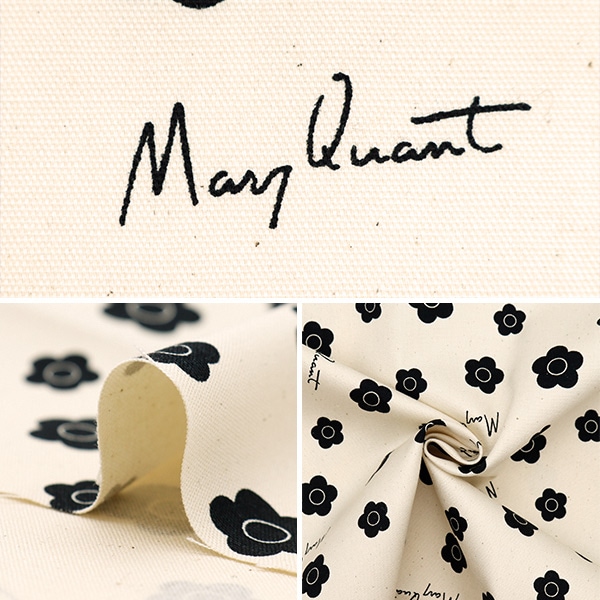 数量5から】 生地 『オックス MARY QUANT スモールフラワー 生成