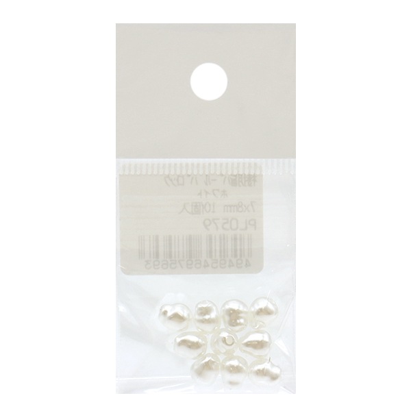 ビーズ 『樹脂パール バロック ホワイト 7mm×8mm 10個入り PL0579