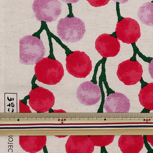 数量5から】 生地 『う早この布 綿麻シーチング ピオーネ レッド