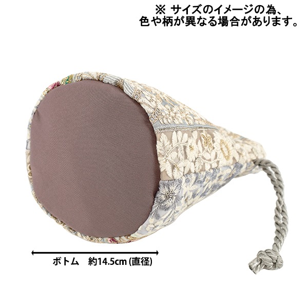 バッグ 『インド刺繍巾着バッグ 約縦23×マチ(直径)14.5cm IKB-01