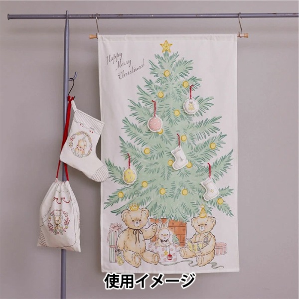 生地 『シーチング ナチュラルクリスマスパネル カットクロス 約