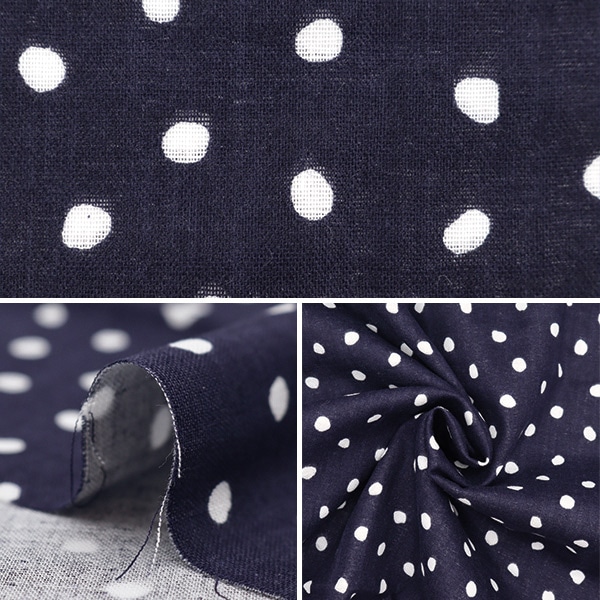 数量5から】 生地 『Wガーゼ プリント ドット柄 ネイビー 4850WR-F