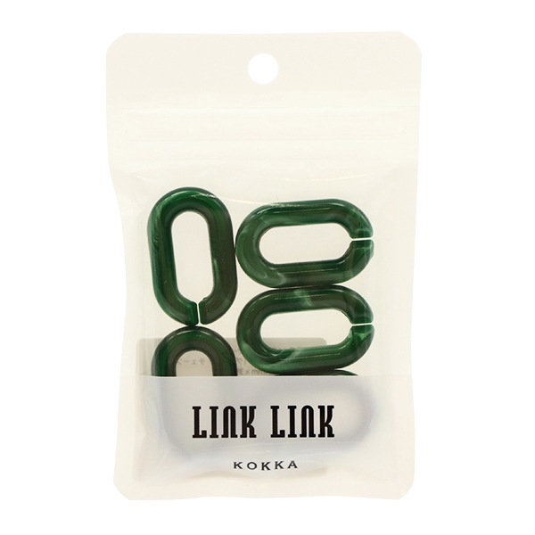 ビーズ『アクリルパーツ チェーンマーブル グリーン 5個入り 24mm×39mm