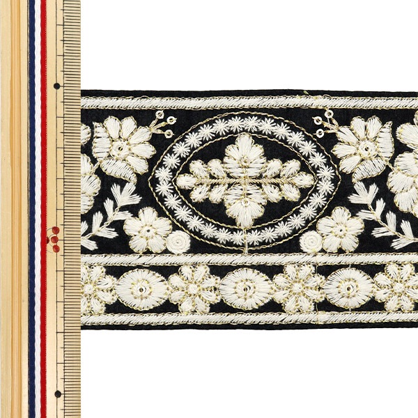 数量5から】 手芸ブレード 『2024 インド刺繍ブレード ブラック