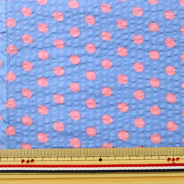 生地 『リップル ドット小 2m着分カットクロス サックス C-34801-SAX