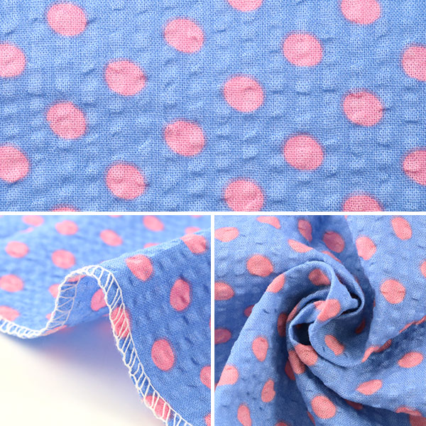 生地 『リップル ドット小 2m着分カットクロス サックス C-34801-SAX