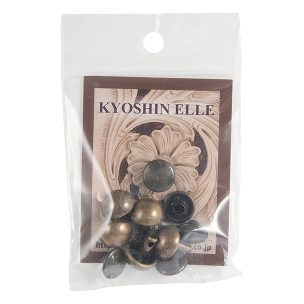 レザー金具 『底鋲 カシメ式 1.2cm アンティック 5個入り 75536-04