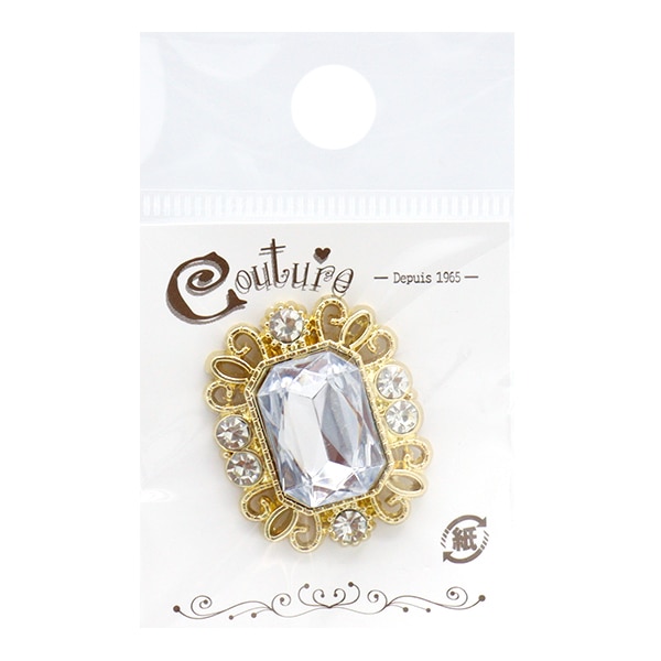 手芸パーツ 『ビジューセンターパーツ 1個入り 32mm×25mm クリスタル