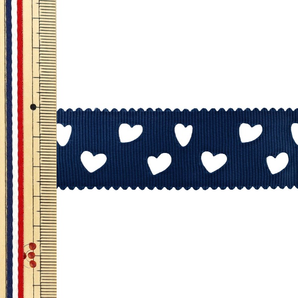 リボン 『グログランリボン ハート 約幅28mm×長さ2m ネイビー YRC2511