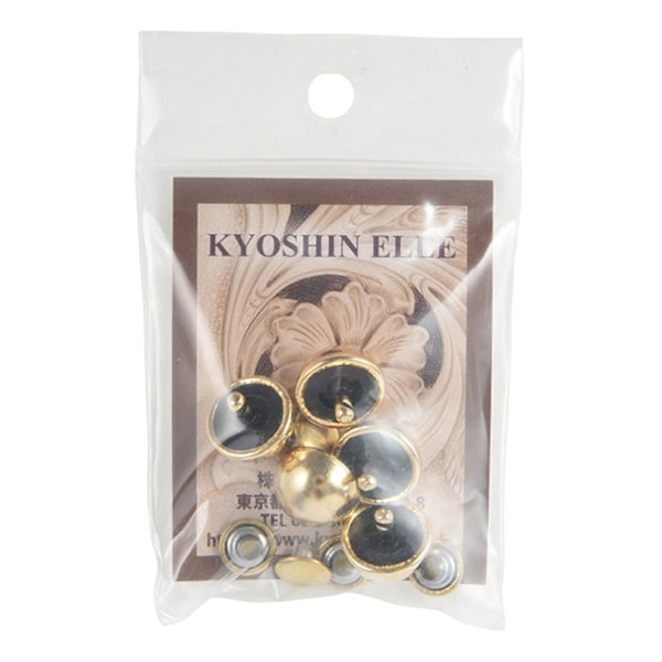 レザー金具 『底鋲 カシメ式 1.4cm 本金 5個入り 75537-09』 KYOSHIN