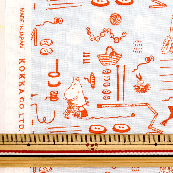 数量5から】 生地 『オックス ムーミンママ ソーイング柄 ブルーグレー