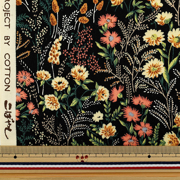 数量5から】 生地 『オックス ワイルドフラワー ブラック ACS1128-A