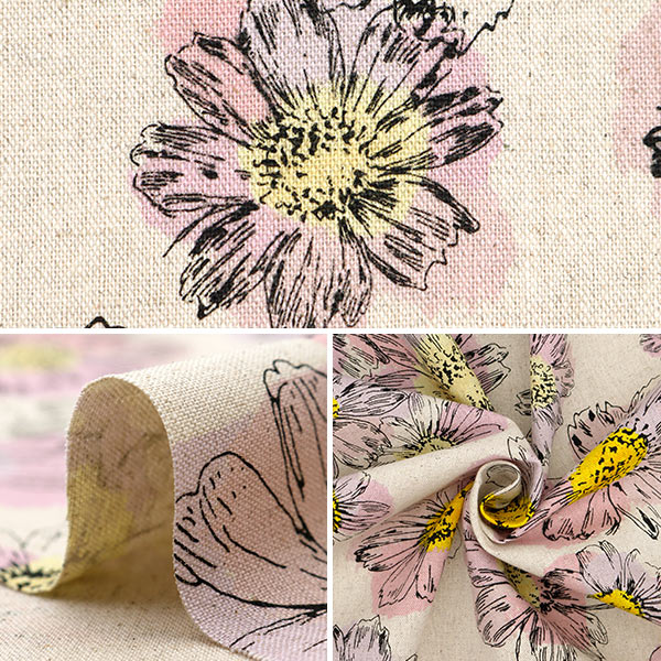 数量5から】 生地 『日比谷花壇 花屋さんのお花柄 綿麻