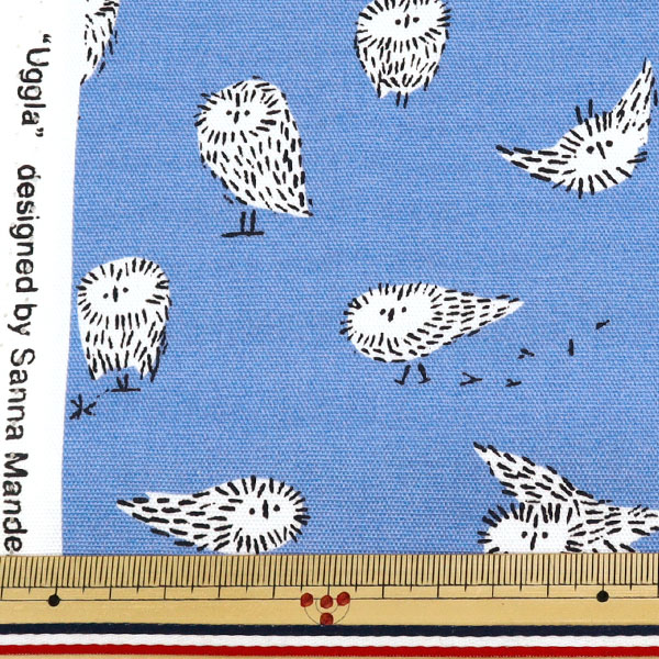 数量5から】 生地 『kippis (キッピス) オックス 北極フクロウ ブルー