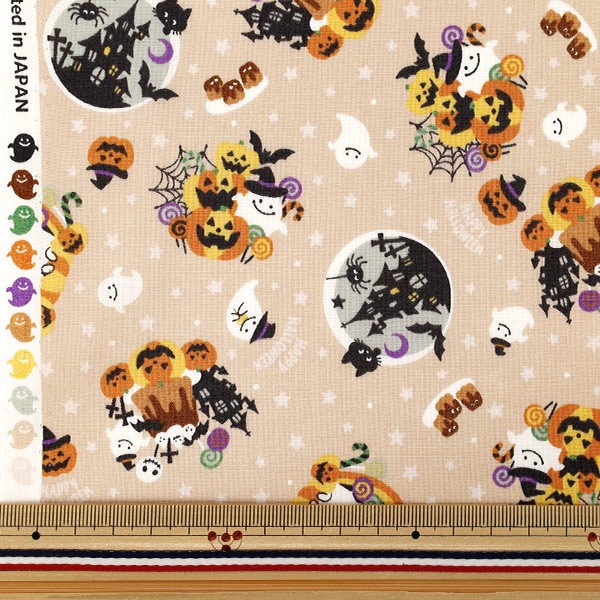 生地 『スケア ハロウィン カットクロス 約108cm×50cm ライトブラウン